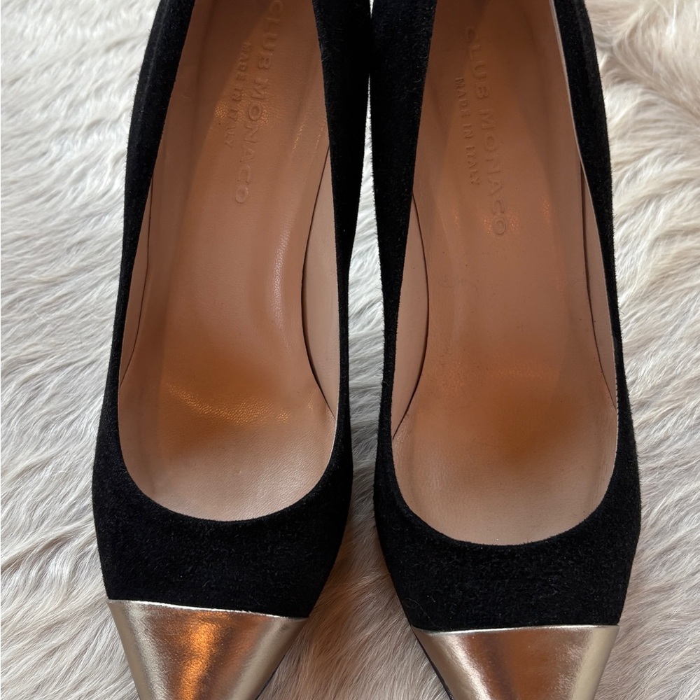 Club Monaco Black Heels with Gold Toe